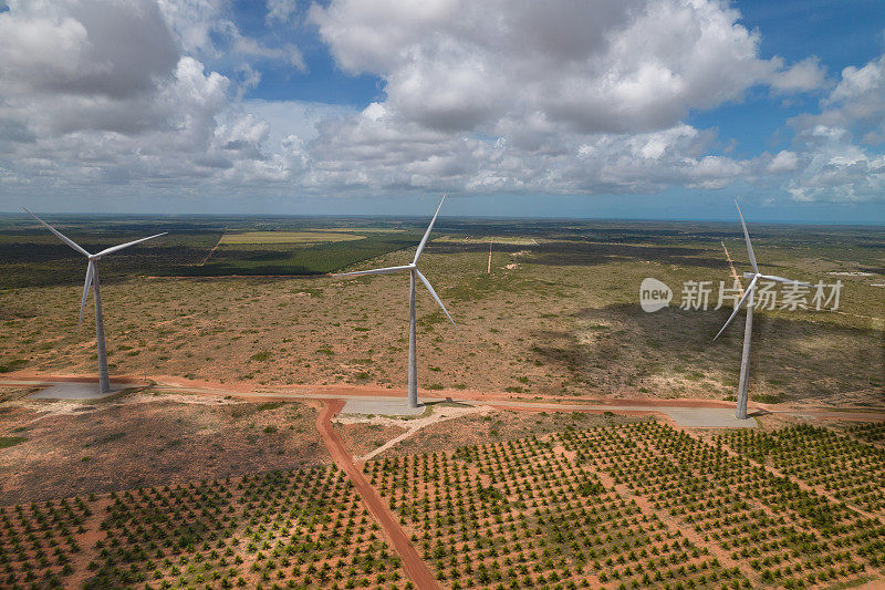 风电场鸟瞰图，里约热内卢Grande do Norte，巴西